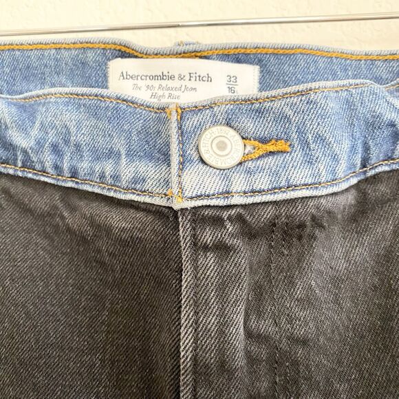 Abercrombie & Fitch The '90s Relaxed Jean High Rise 33 / 16L Black Blue - Picture 3 of 12